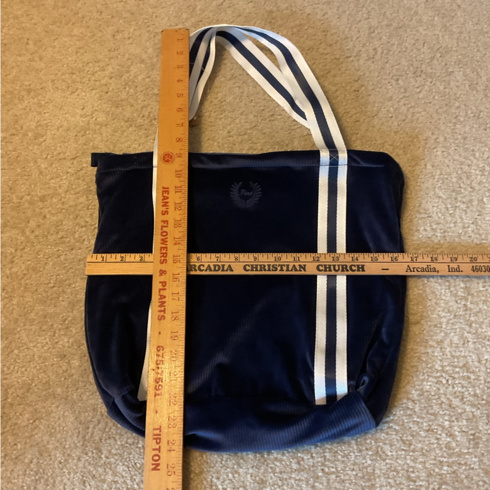 PINK VS Navy Blue Soft Velour Ribbed Shoulder Bag (NWT)& PINK Nation Knit Beanie - Picture 2 of 12